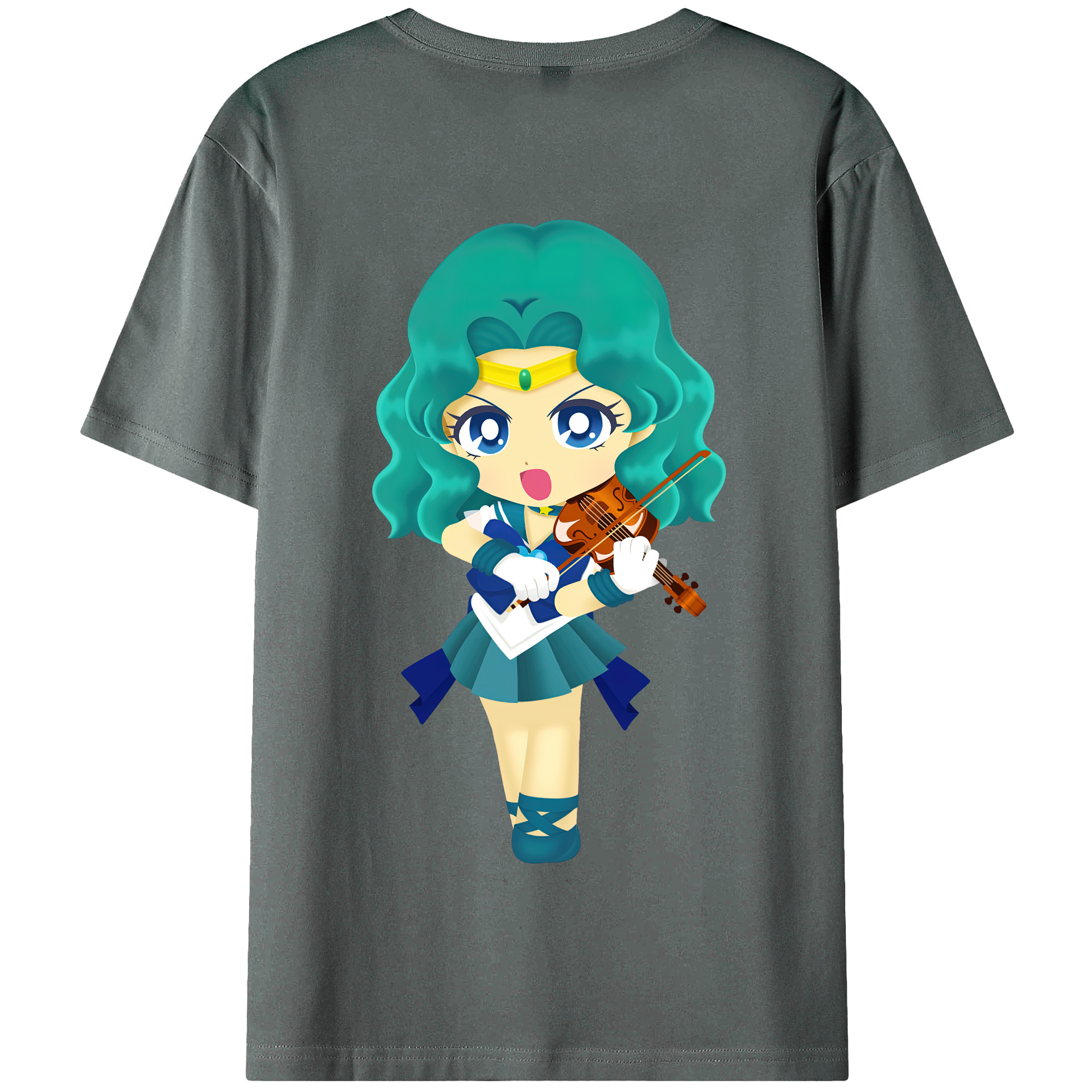 （画像用） 美少女戦士セーラームーン 海王 みちる（かいおう みちる） Sailor Moon Kaiou Michiru 綿100％半袖Tシャツ（背面プリント）